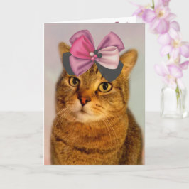 Cute Kattunge och Bow-födelsedagskort Kort