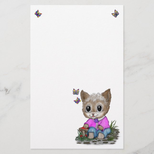 Cute Kattunge och Butterfly Brevpapper (Framsida)