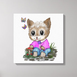 Cute Kattunge och Butterfly Canvastryck