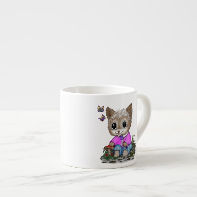 Cute Kattunge och Butterfly Espressomugg (Framsida höger)