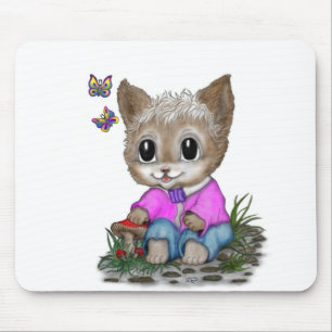 Cute Kattunge och Butterfly Musmatta