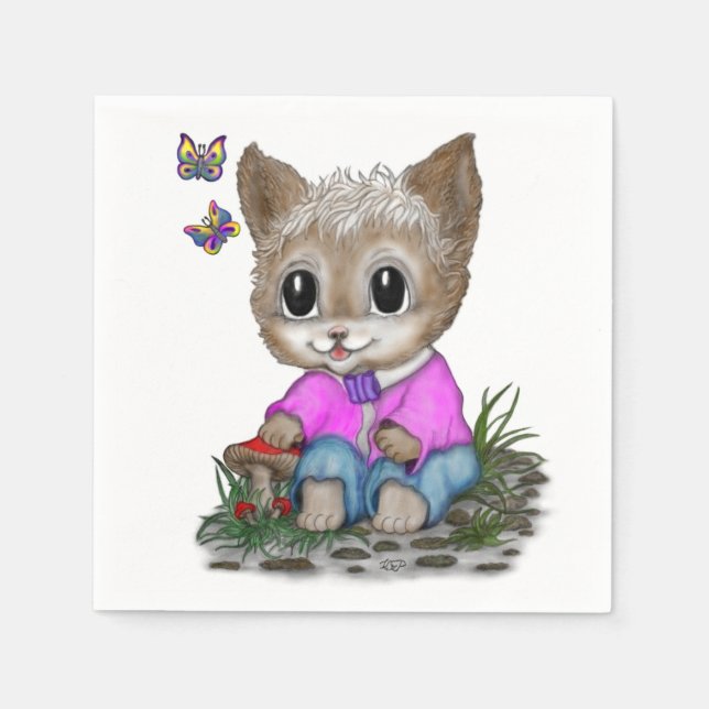 Cute Kattunge och Butterfly Pappersservett (Framsidan)