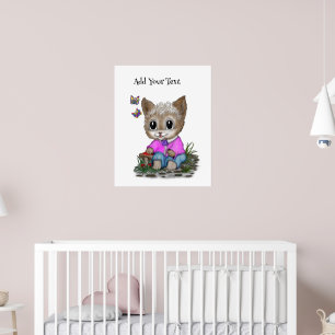 Cute Kattunge och Butterfly Poster