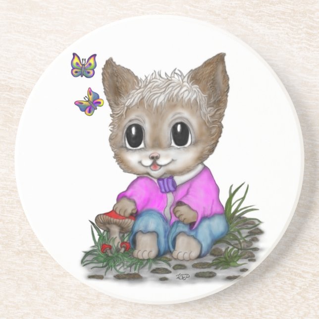 Cute Kattunge och Butterfly Underlägg (Framsidan)