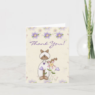 Cute Kattunge och Flowers Tack Kort
