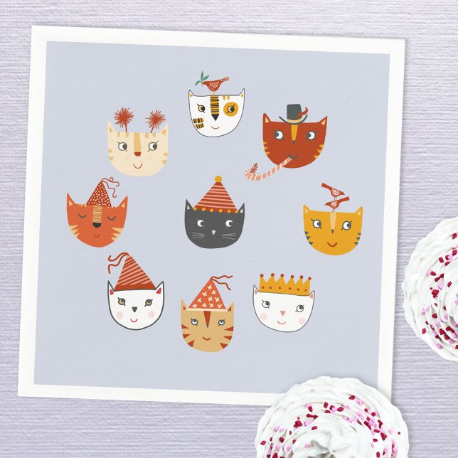 Cute Kattunge Pappersservett (Cute kitty cat animal theme party paper napkin)