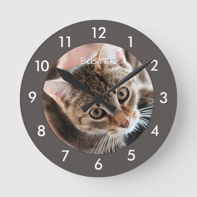 Cute Kattunge Personlig Round Clock Rund Klocka (Framsida)