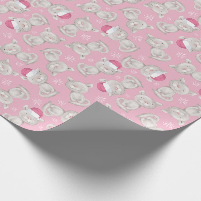 Cute Kattunge Rosa Santa Hat jul Presentpapper (Hörn)