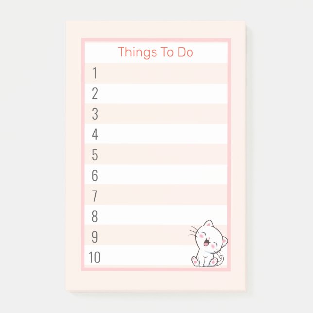 Cute Kattunge Sak att göra Post-it Block (Framsida)