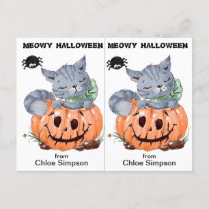 Cute Kattunge School Party Halloween-kort Vykort