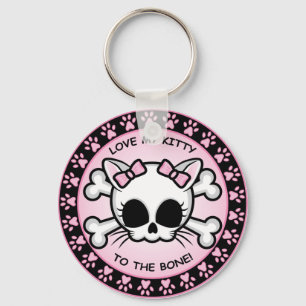 Cute Kattunge Skull Nyckelring