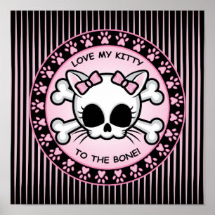 Cute Kattunge Skull Poster