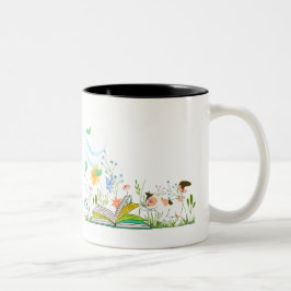 Cute Kattunge som läser Bok. Två-Tonad Mugg