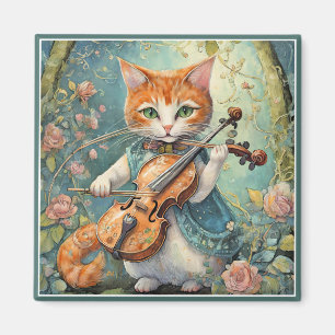 Cute Kattunge som spelar fiol Magnet