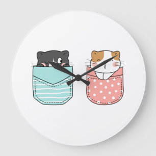 Cute Kattunge Stor Klocka