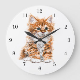Cute Kattunge Stor Klocka
