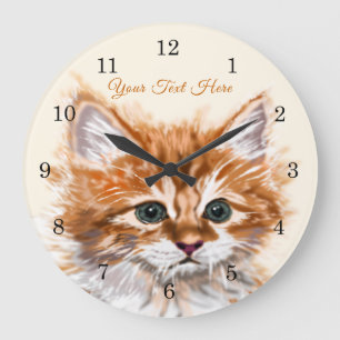 Cute Kattunge - Sweet - Add your Text / Namn Stor Klocka