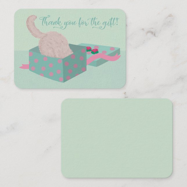 Cute Kattunge Tack för gåvan Anteckningskort (Fram/baksida)