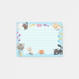 Cute Kattunge Tassavtryck Light Blue Post-it Block