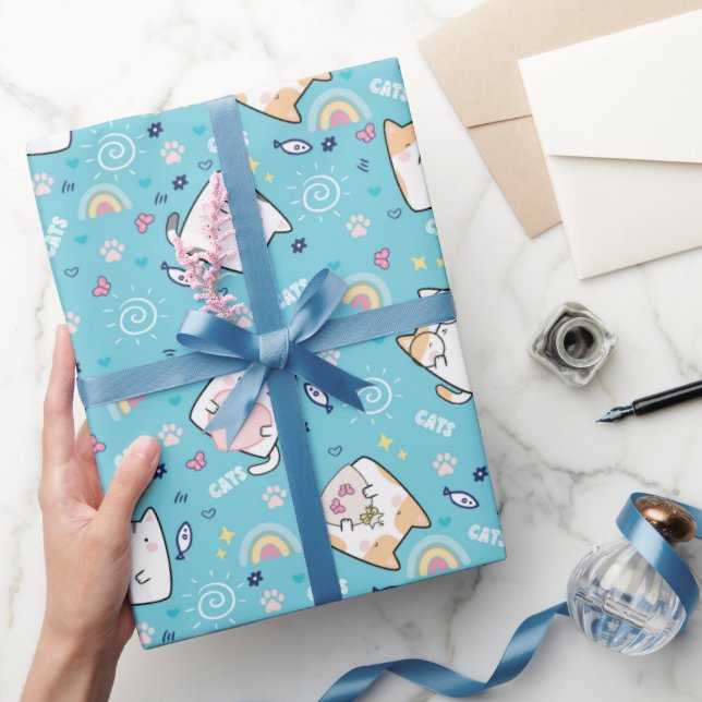 Cute Kattunge Whimsical Mönster Presentpapper (Gifting)