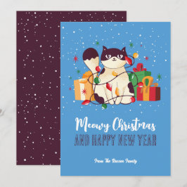 Cute Kattunge Winter Helgdag Meowy jul Julkort