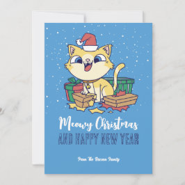 Cute Kattunge Winter Helgdag Meowy jul Julkort