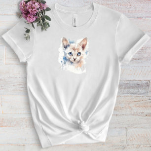Cute-kattvit vattenfärg t shirt