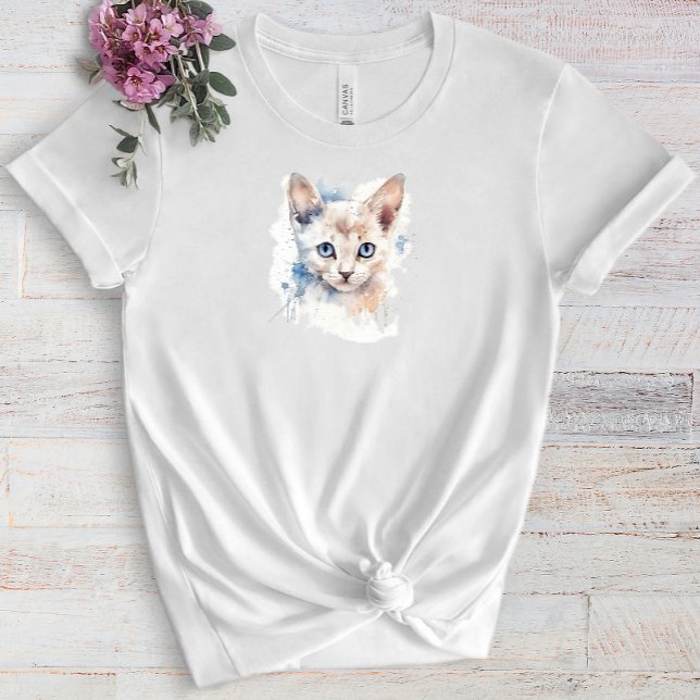 Cute-kattvit vattenfärg t shirt (Skapare uppladdad)