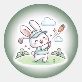 Cute Kawai Bunny Golfer Sport Runt Klistermärke