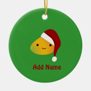 Cute Kawai Christmasi Mango Julgransprydnad Keramik
