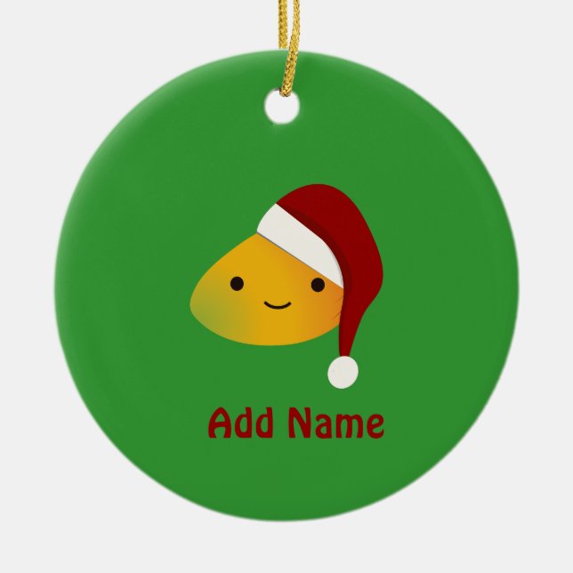Cute Kawai Christmasi Mango Julgransprydnad Keramik (Framsidan)