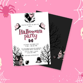 Cute Kawai Rosa Halloween fest Inbjudningar