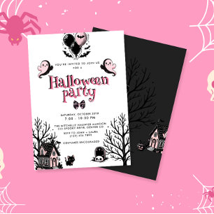 Cute Kawai Rosa Halloween fest Inbjudningar