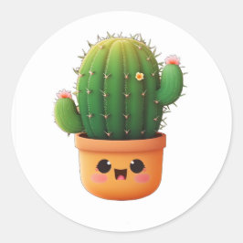 Cute kawaii 3d cactus runt klistermärke