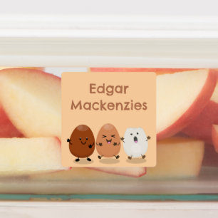 Cute kawaii-ägg lustig tecknad personlig klistermärke