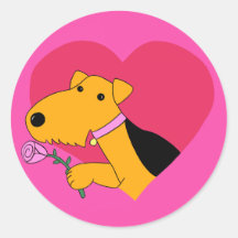 Cute Kawaii Airedale Terrier Hund W Ro Sticker