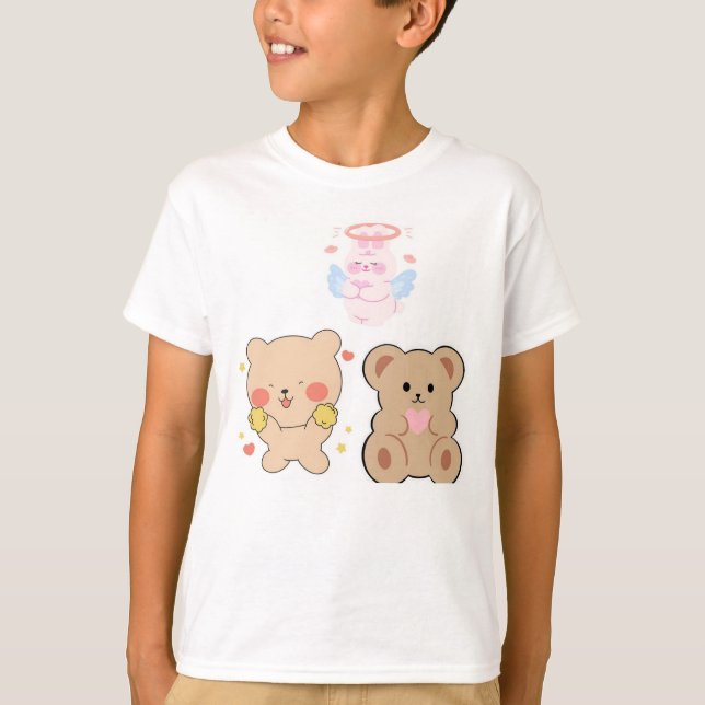 Cute Kawaii Änglar & Nalles T Shirt (Framsida)