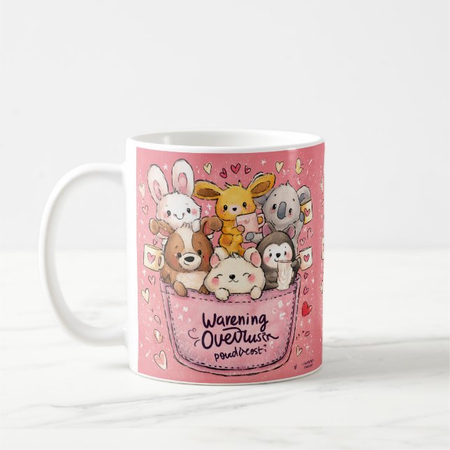 Cute Kawaii Animal Watercolor Illustration Kaffemugg (Vänster)