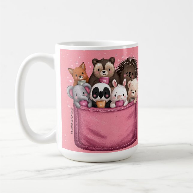 Cute Kawaii Animal Watercolor Illustration Kaffemugg (Vänster)
