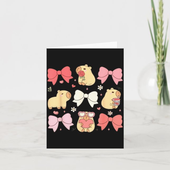 Cute Kawaii Animals And Nk Coquette Bows Aesthetic Kort (Framsida)