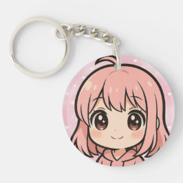 Cute Kawaii Anime Girl Face Keychain