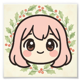 Cute Kawaii Anime Girl Wood Wall Art Fototryck