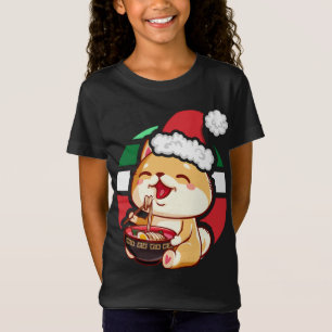 Cute Kawaii Anime Shiba Inu Hund Eating Ramen Chri T Shirt