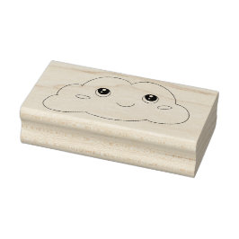 Cute Kawaii Ansikte Smiling Cloud Art Frimärke Stämpel