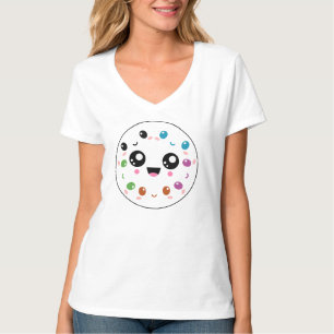 Cute Kawaii Ansikte T-Shirt - Spelande Geometric D