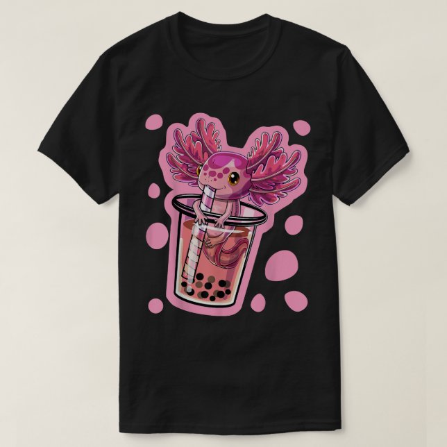 Cute Kawaii Aolotl Bubble Tea Japanese Anime Women T Shirt (Design framsida)