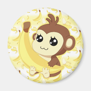 Cute Kawaii-apa som innehar bananer Magnet
