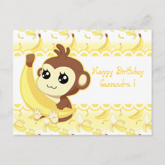 Cute Kawaii-apa som innehar bananer Vykort