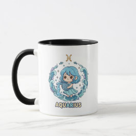 Cute Kawaii Aquarius Zodiac Sign Mugg
