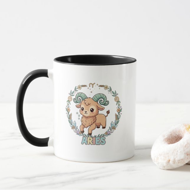 Cute Kawaii Aries Zodiac Sign Mugg (Med munk)